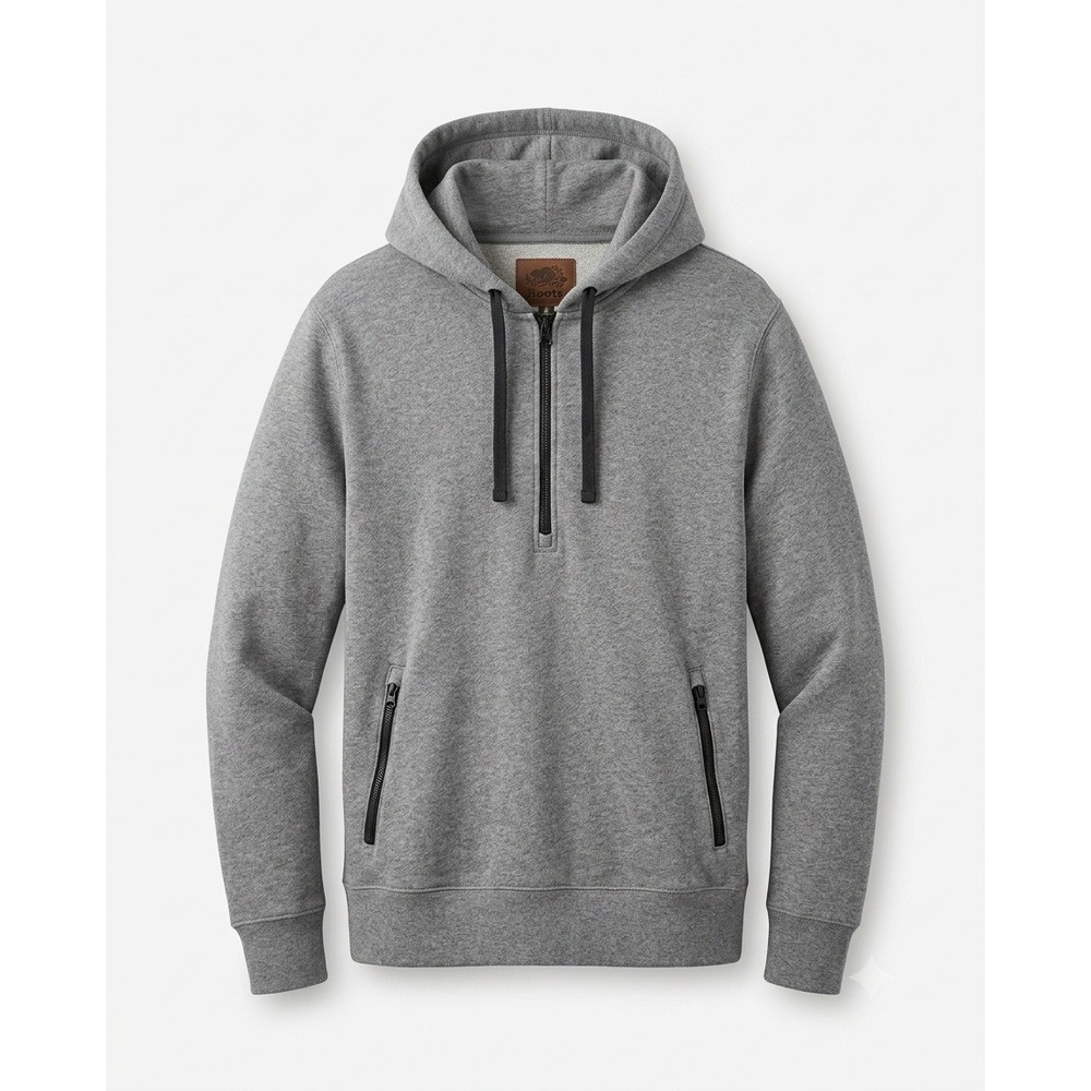 Roots Canada Grey Quarter Zip Hoodie Gorpcore Tech Streetwear Mens S Utility